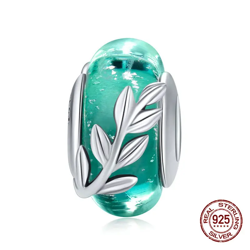 Подходит для оригинального браслета бусы летние листья Хрустальное стекло шарм