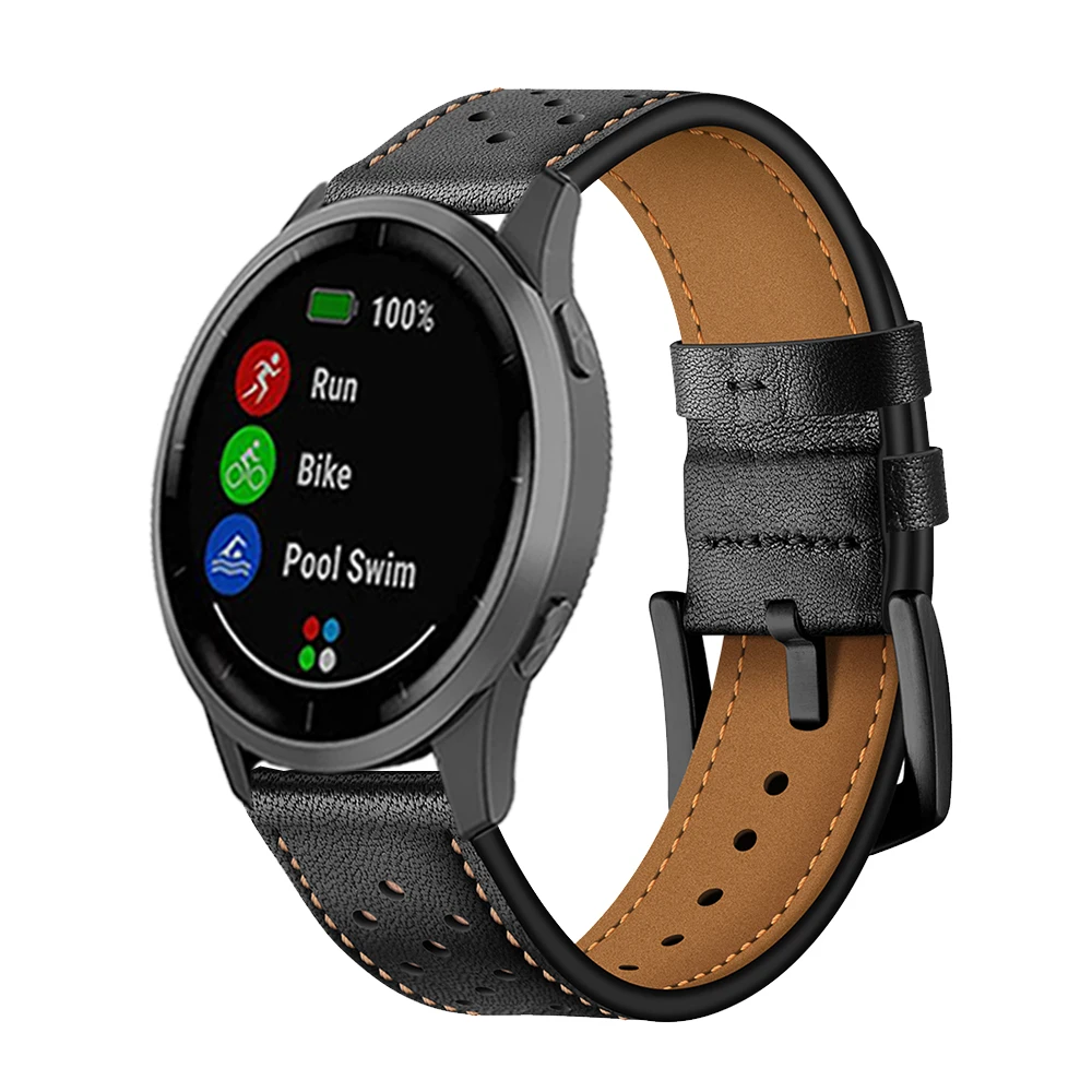 

Ремешок из натуральной кожи для Garmin Vivoactive 4 3 музыкальный спортивный ремешок для Garmin Benz/Vivomove HR Браслет ремешок для часов аксессуары