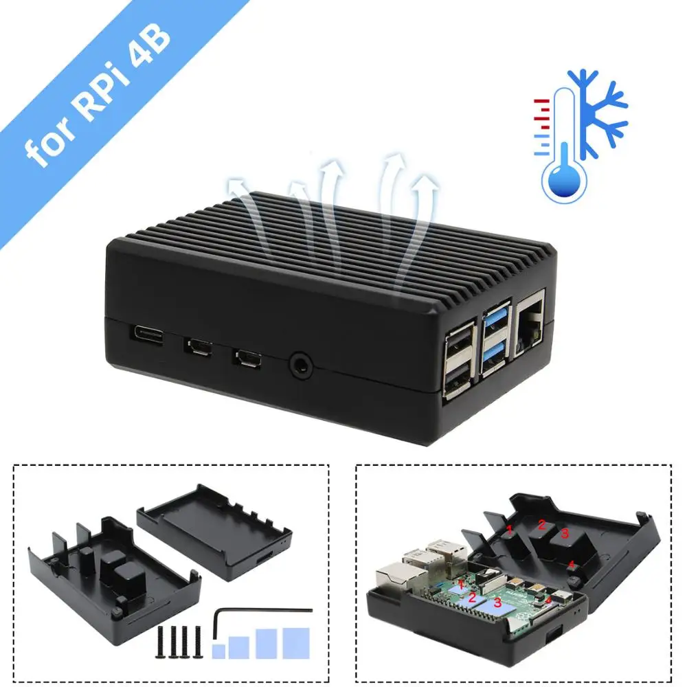Корпус из алюминиевого сплава для Raspberry Pi 4 пассивное охлаждение отвод тепла