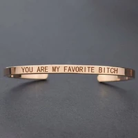 new fashion rose gold stainless steel opening bracelet for women lettering bracelet youre my favorite simple couple trinket