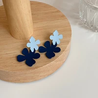 s925 needle trendy jewelry blue flower earrings pretty design sweet temperament coating dangle drop earrings for women gifts