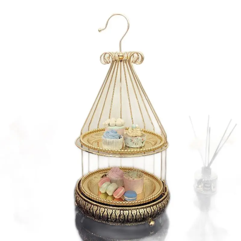

Gold/European birdcage cake rack decoration theme item wedding candy stand display rack multi-layer cold food rack