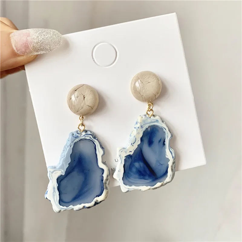 

AENSOA Resin Drop Earrings For Women 2021 Statement Stone Geometric Pendant Earrings Dangle Earrings Unique Fashion Jewelry