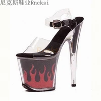 rncksi sexy hot 20cm sandals waterproof platform with flame performance clothing matching shoes dance womens summer shoes