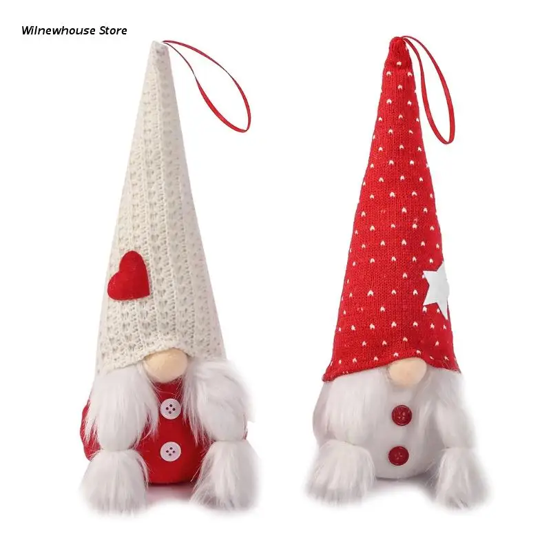 

F62A Plush Gnome LED Light Christmas Ornaments Xmas Tree Hanging Fireplace Decoration