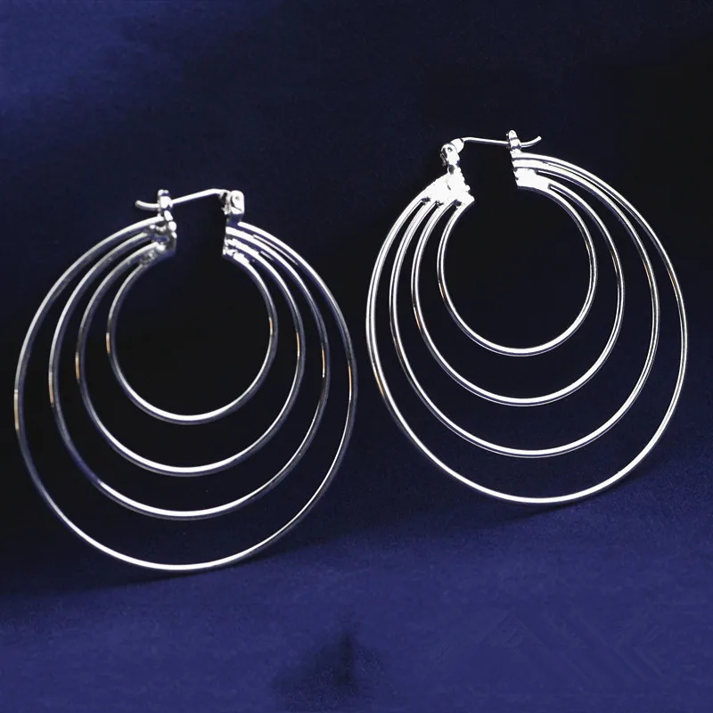 925 стерлингового серебра ювелирные изделия женские круглые изогнутые сережки