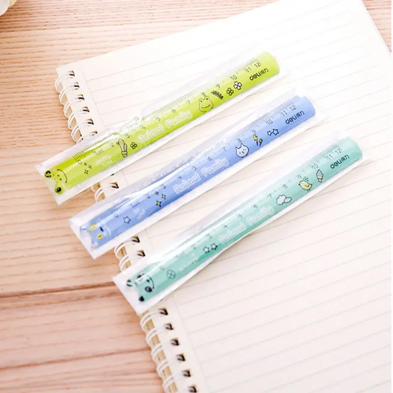 

12cm Pupil Cartoon Cute Ruler Multifunction Diy Drawing Tools Student Rulers Double-duty School Office Supplies Wholesale