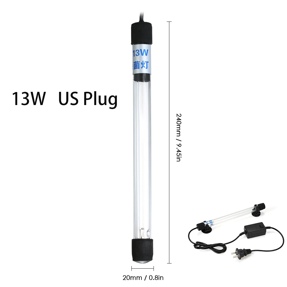 13W US Plug Аквариумный светильник светодиодный водонепроницаемый светильник для аквариума Подводные водонепроницаемые лампы для растений УФ-лампа погружной стерилизатор дезинфекция - Цвет: 13W US Plug