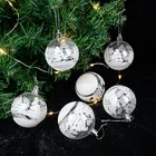 6 шт. 6 см белые прозрачные снежные шарики, пластиковые подвески, Рождественская елка, подвесные украшения для дома, Рождественская вечеринка, новогодние украшения