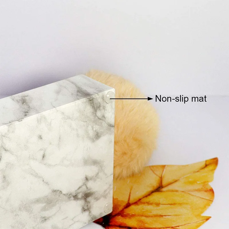 

Sticky Note Holder Memo Card Paper Pad Office Desk Accessories Organizer Marble White Texture with Gold Decor