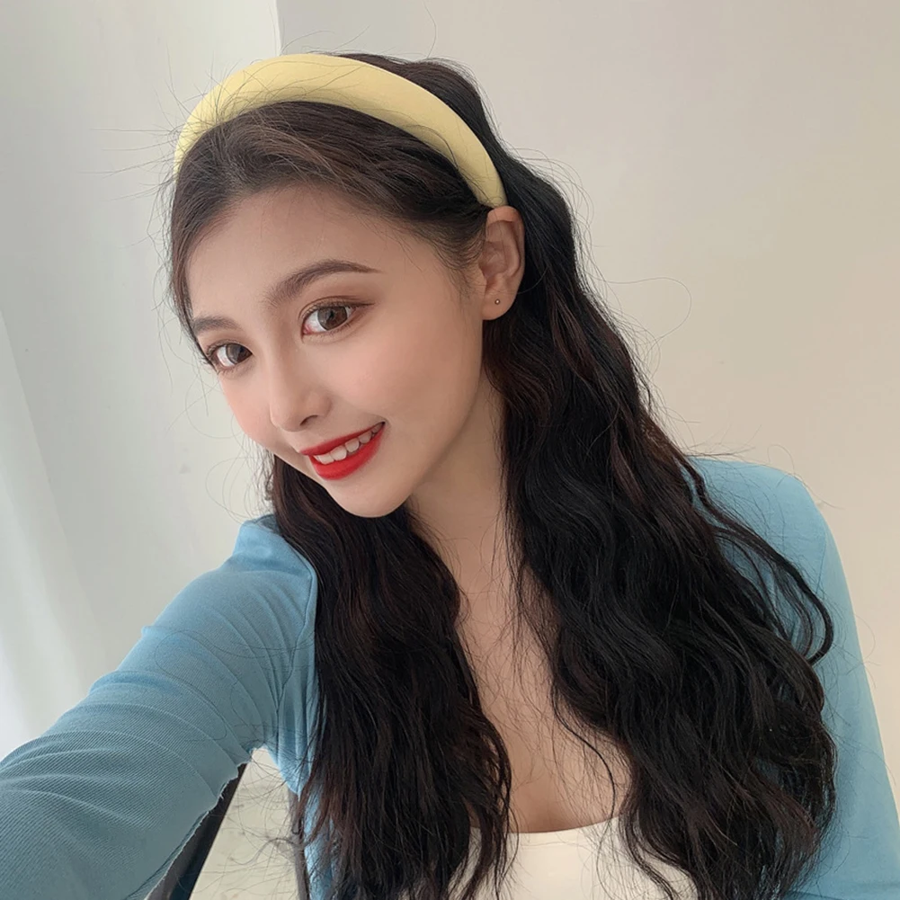 

Fashion Western Style New Solid Colors Thicken Padded Hairbands Bezel Turban Women Headbands Girls Accessories Headwear