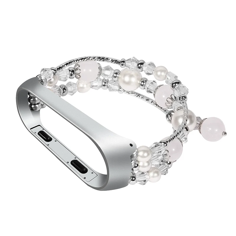 

Fashion Beads Agate Bracelet for Xiaomi Mi Band 5 4 3 Watch Strap Women Ladies Chain Wrist Belt for MIband5 Jewelry Metal Link