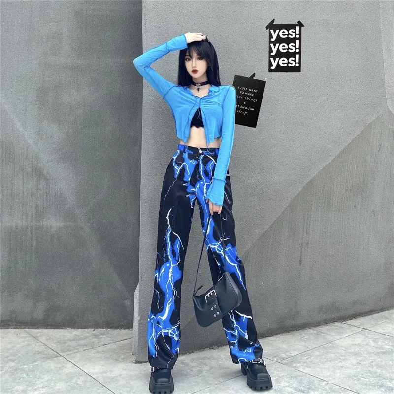 

Осенние новые прямые женские брюки с принтом молнии