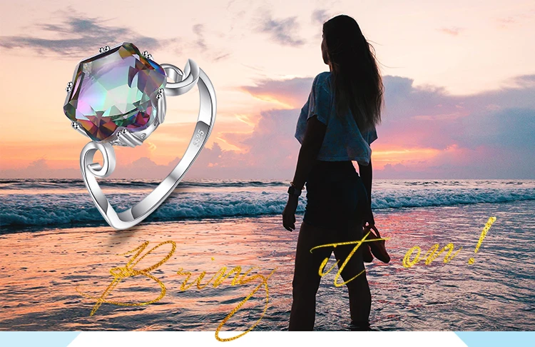 JewelryPalace 3.2ct из натуральной Радуга своих Мистик Топаз одноцветное 925 пробы Серебряное кольцо для Для женщин Мода изящных ювелирных изделий