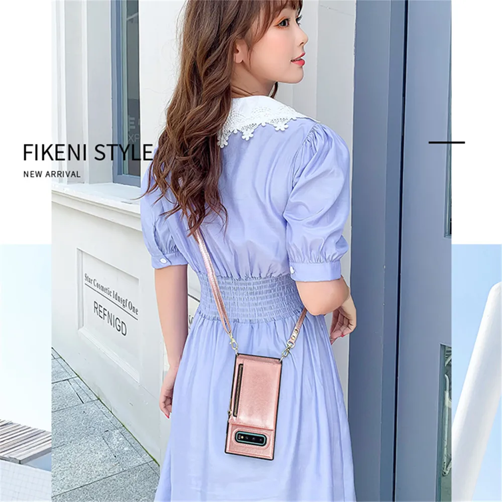 

Crossbody Phone Case For HUAWEI P30 P40 Mate 20 30 pro lite Luxurious Leather Portable Card Wallet Cover hand rope Wristband