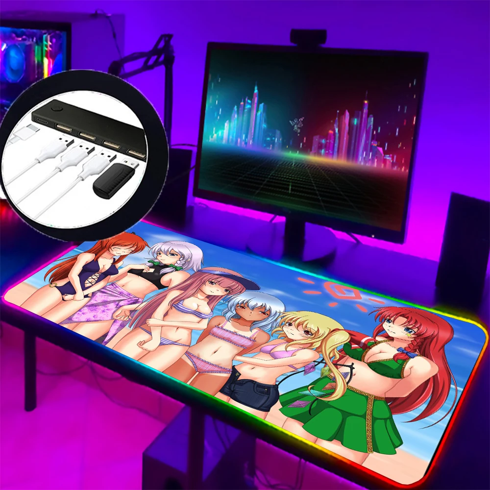 

New RGB 4 Usb Hub Mouse Pad Sexy Girl Bikini Party Desk Pad Gaming Accessories Notebook Keyboard Mouse Pad Xxl Kawaii Takuo Like