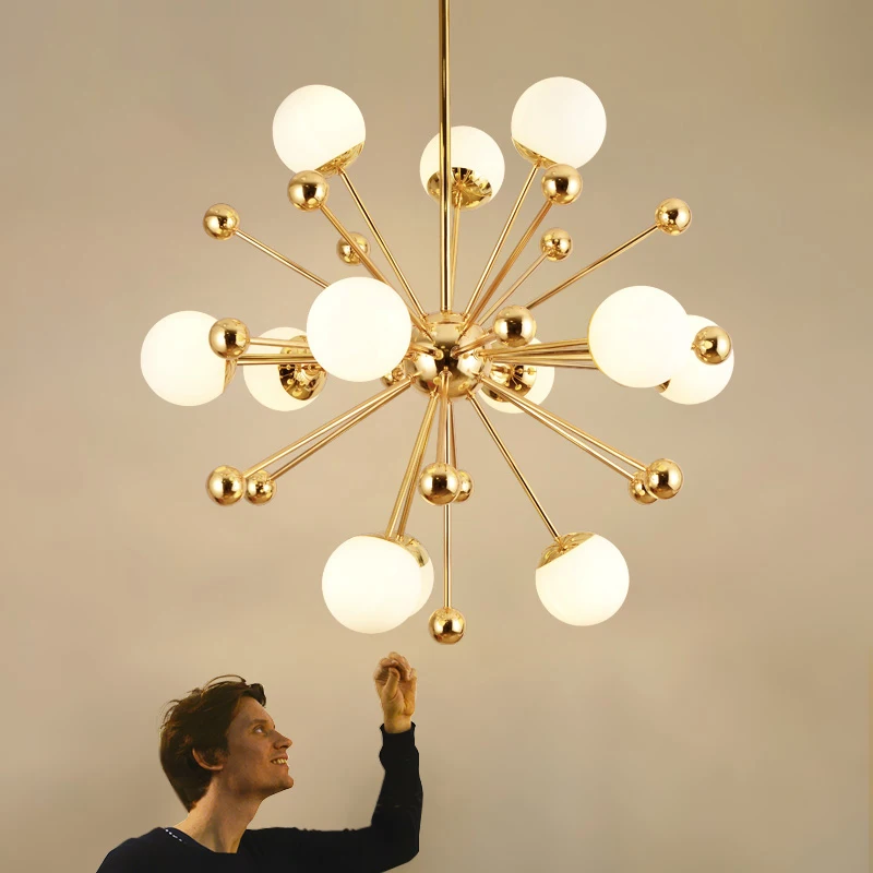 Люстра декоративная золотистая акриловая для кухни ресторана столовой|Люстры| |