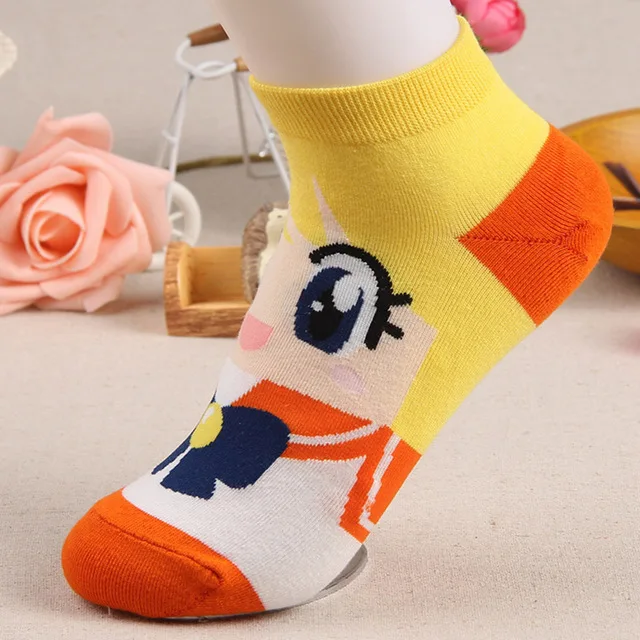 Носки с героями мультфильмов набор носков до лодыжек Sox для женщин Сейлор Мун для девочек весна осень лето зима забавные носки Супермен - Цвет: Orange