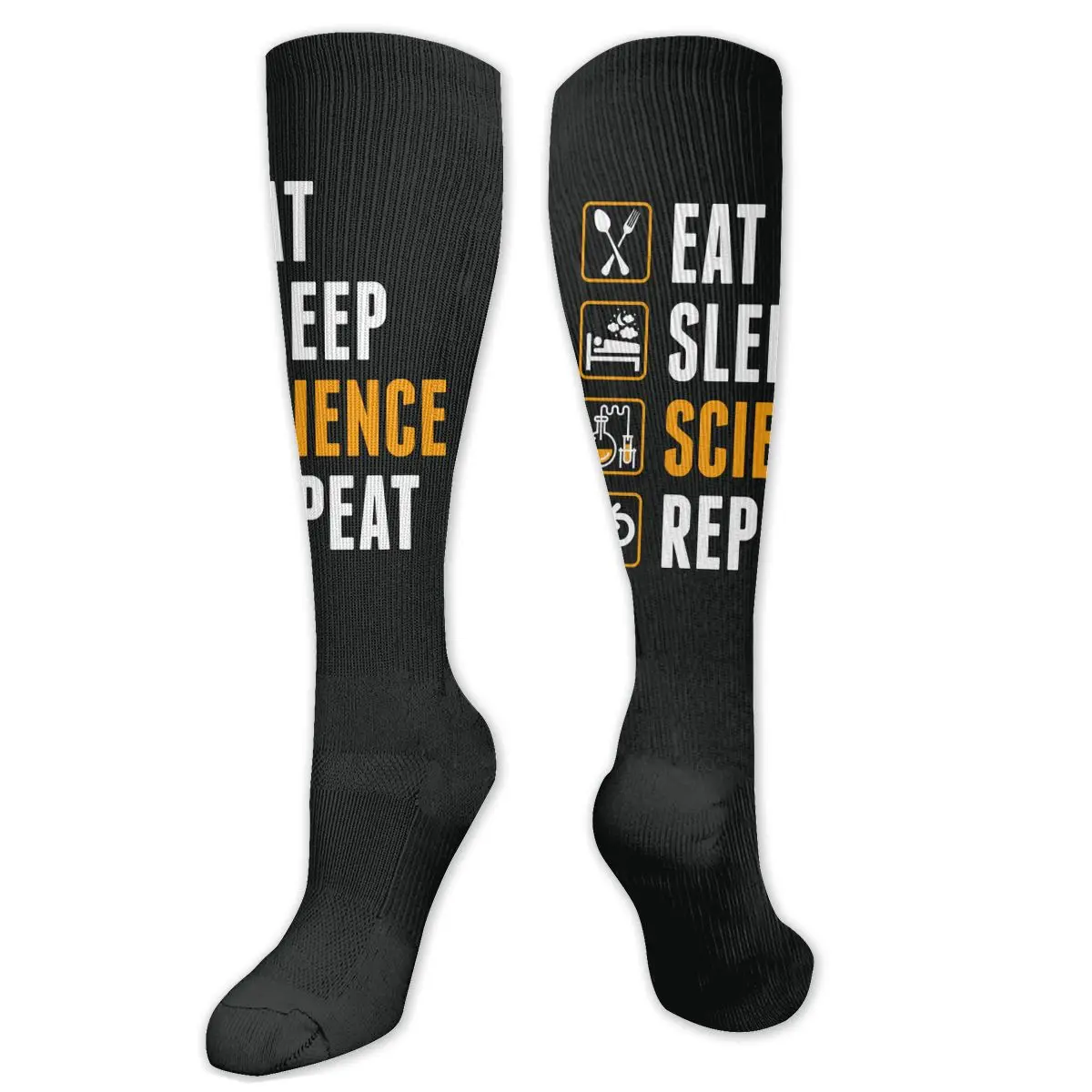 

Eat Sleep Science Repeat Compression Socks For Women Men Plus Size Wide Calf For Nurses Running Athletic