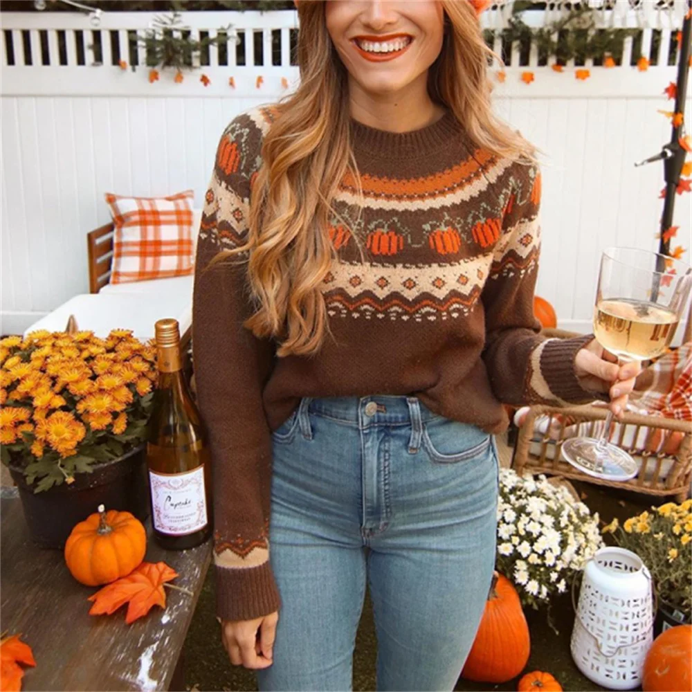 

2021 Women Vintage Striped Sweaters Long Sleeve Oversized Loose Winter Lazy Wind Plus Size Sweater Pullovers Knit Sweater Tops