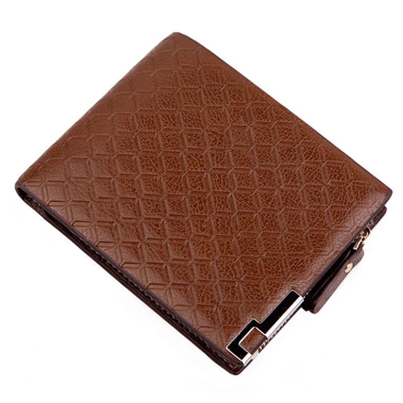 

Luxury Men Wallet PU Leather Embossed Hardware Zipper Short Purse Multiple Card Pocket Leisure Business Coin Bag
