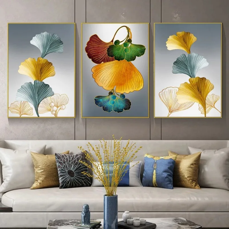 

3 Lianjia Decorative Painting - Abstract Leaves (Draw 40cm * 60cm * 3PCS)Fashion Decorative And Wall Painting