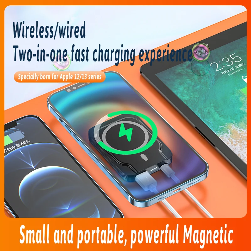 NEW Portable Mobile Phone Charger Magnetic Wireless Power Bank For Iphone 13 12 13Pro 12Pro Max Mini 5000mAh External Auxiliary