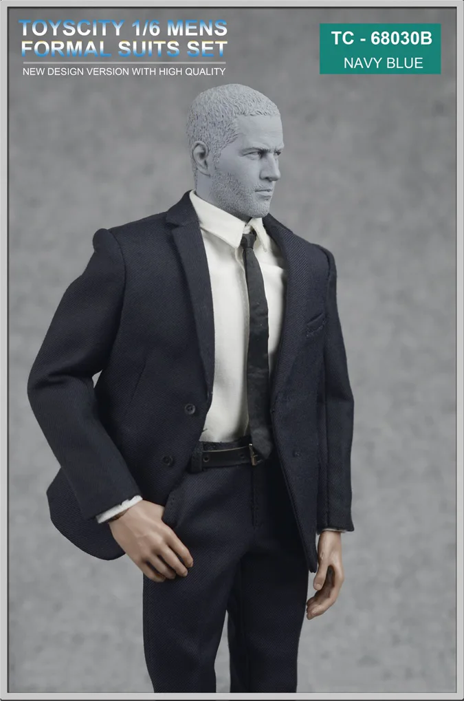 

1/6 TOYSCITY TC-68030B Male Navy Blue Formal Suit & Shoes Clothes Set for 12 inches Man Action Figure