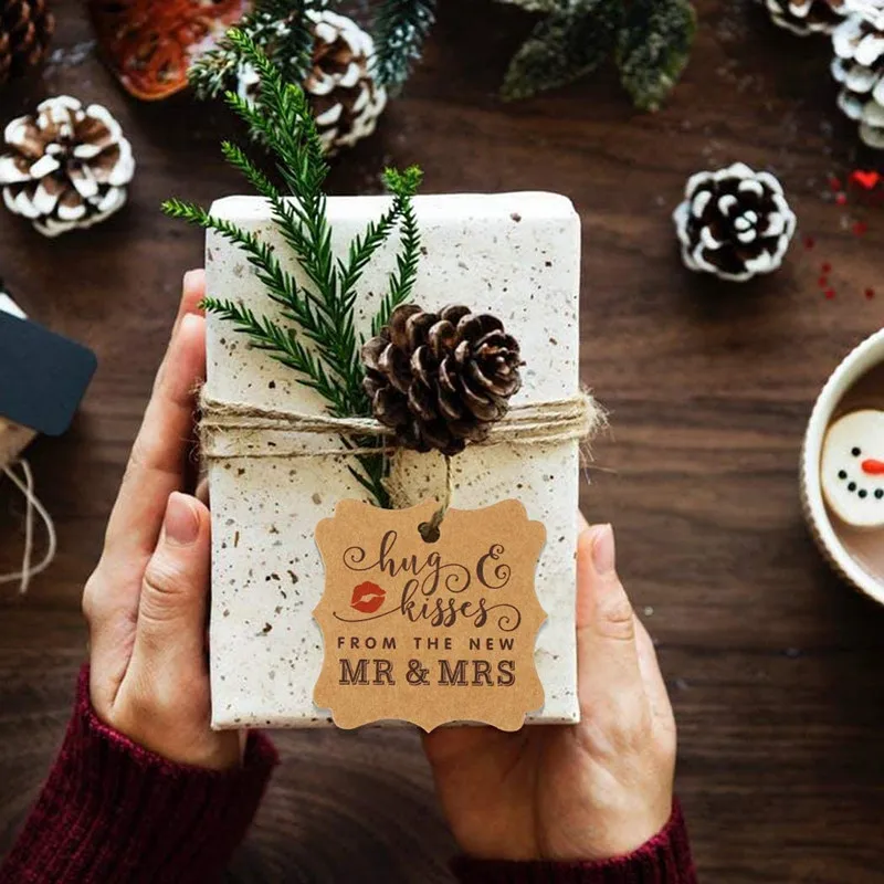 100 шт. бирки из крафт-бумаги с натуральным джутом