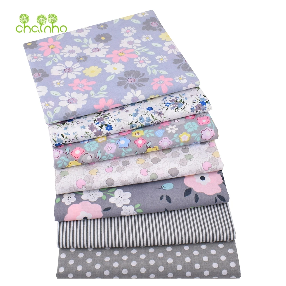 Chainho 7 шт./лот серая Цветочная хлопчатобумажная простая тонкая ткань Лоскутная
