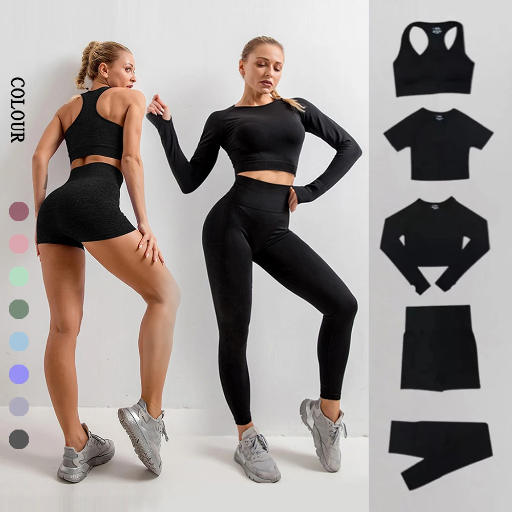 

Seamless Women Sportswear Yoga Set Gym Clothing Workout Clothes Gym Set High Waist Sport Tight Yoga Fitness Leggings Suit