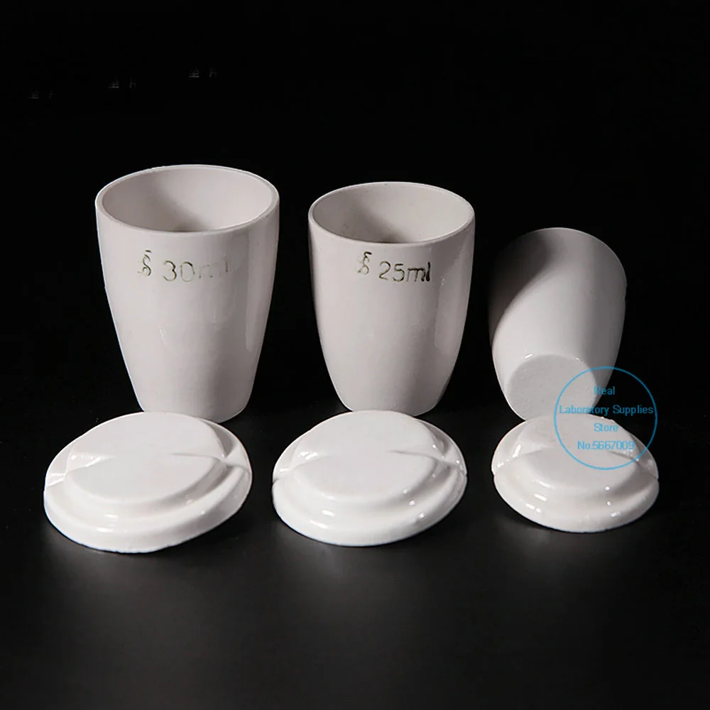 10pcs/lot lab 20ml 25ml 30ml Ceramic volatilizing crucible with cover for high temperature analysis | Канцтовары для офиса и