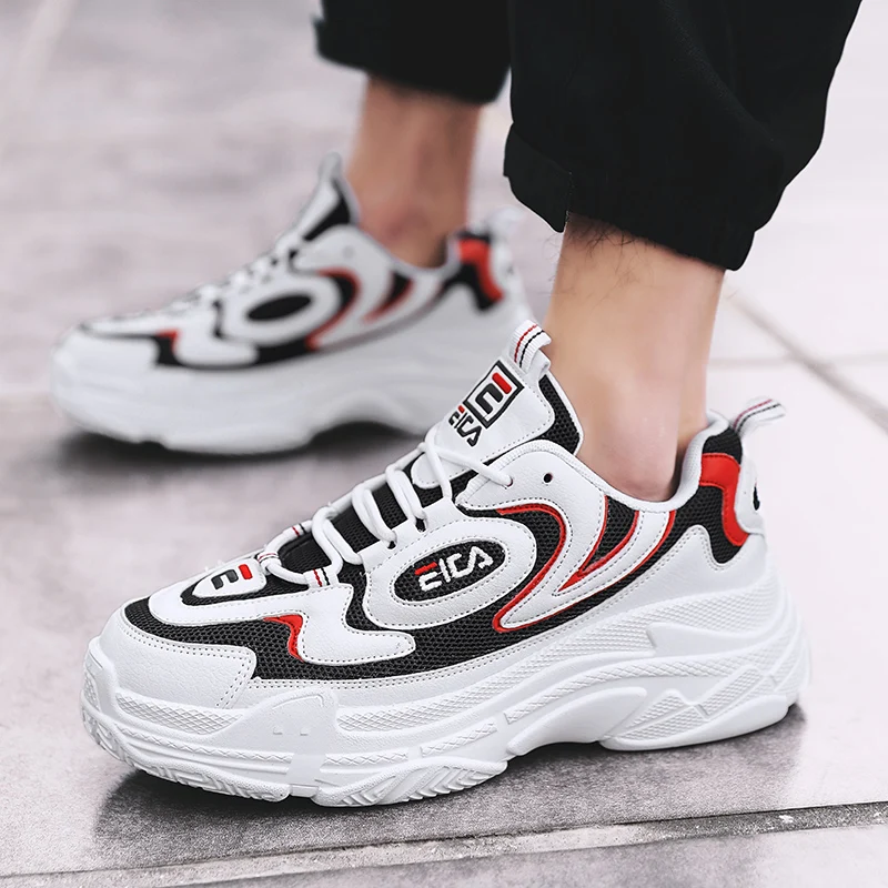 Оригинальные мужские кроссовки для бега белые с амортизацией на платформе