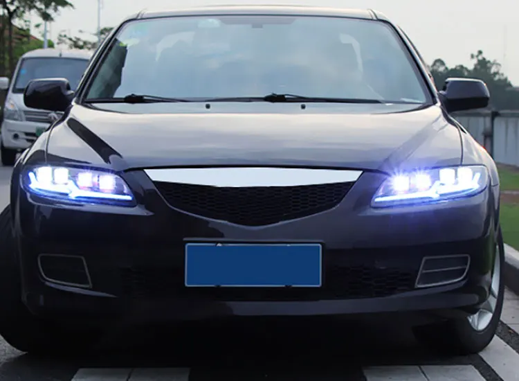 2 шт. автомобильный стиль все-светодиодный фары для Mazda 6 2003-2008 для 6 Головной фонарь светодиодный DRL Объектив двойной луч H7 HID Xenon bi xenon объектив