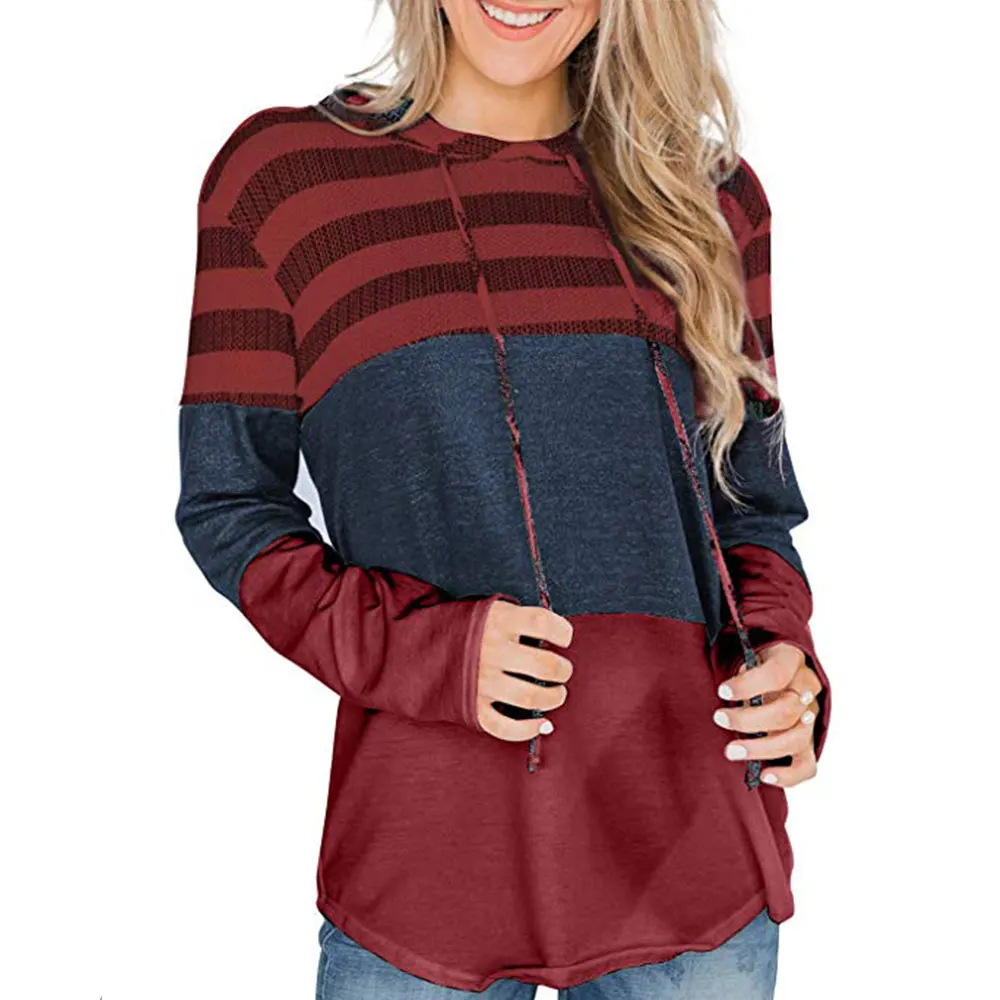 

Stripe T-shirt Female Ladies Tops Plus-Size Casual Loose Long Sleeve T-Shirt Women