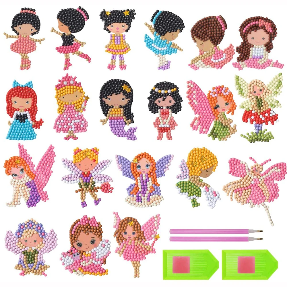 

20 PCS 5D Diamond Painting Kits for Kids Princesses Diamond Painting Stickers Paint with Diamonds DIY Mosaic Sticker Art for Kid