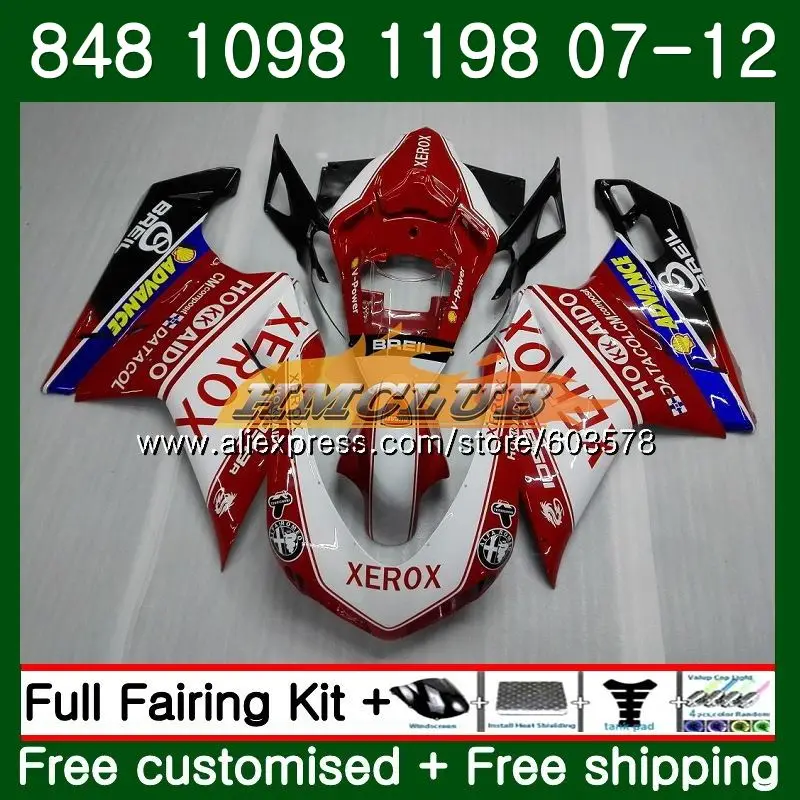 

848S For DUCATI 848R 1098R 848 1098 1198 S 07 08 09 11 12 Red White 39CL.2 1098S 1198S 2007 2008 2009 2010 2011 2012 Fairing