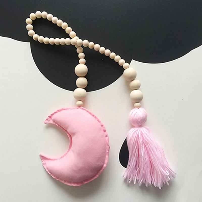 Деревянные бусины в форме Луны декор для детской комнаты настенные украшения