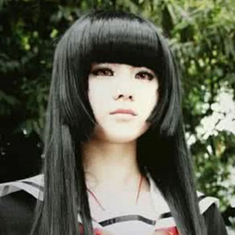 100 см черные длинные прямые волосы Jigoku Shoujo Enma Ai Аниме косплей костюмы