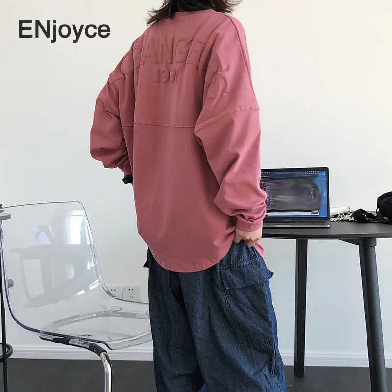 Женская толстовка большого размера с буквенным принтом на весну и осень