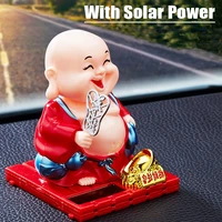 auto car goods gift litte monk with solar power for home car ornaments auto interior decoration with solar shaking head toy
