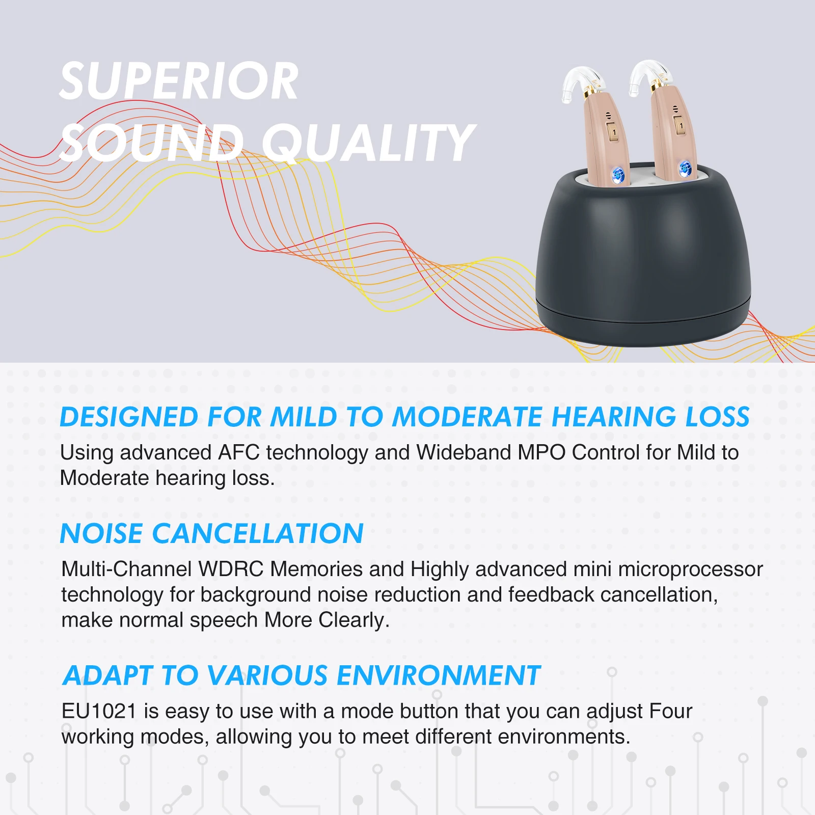 

Personal Digital Rechargeable Hearing Aids Amplifier for Adults Seniors Magnetic Contact Charging Sound Device