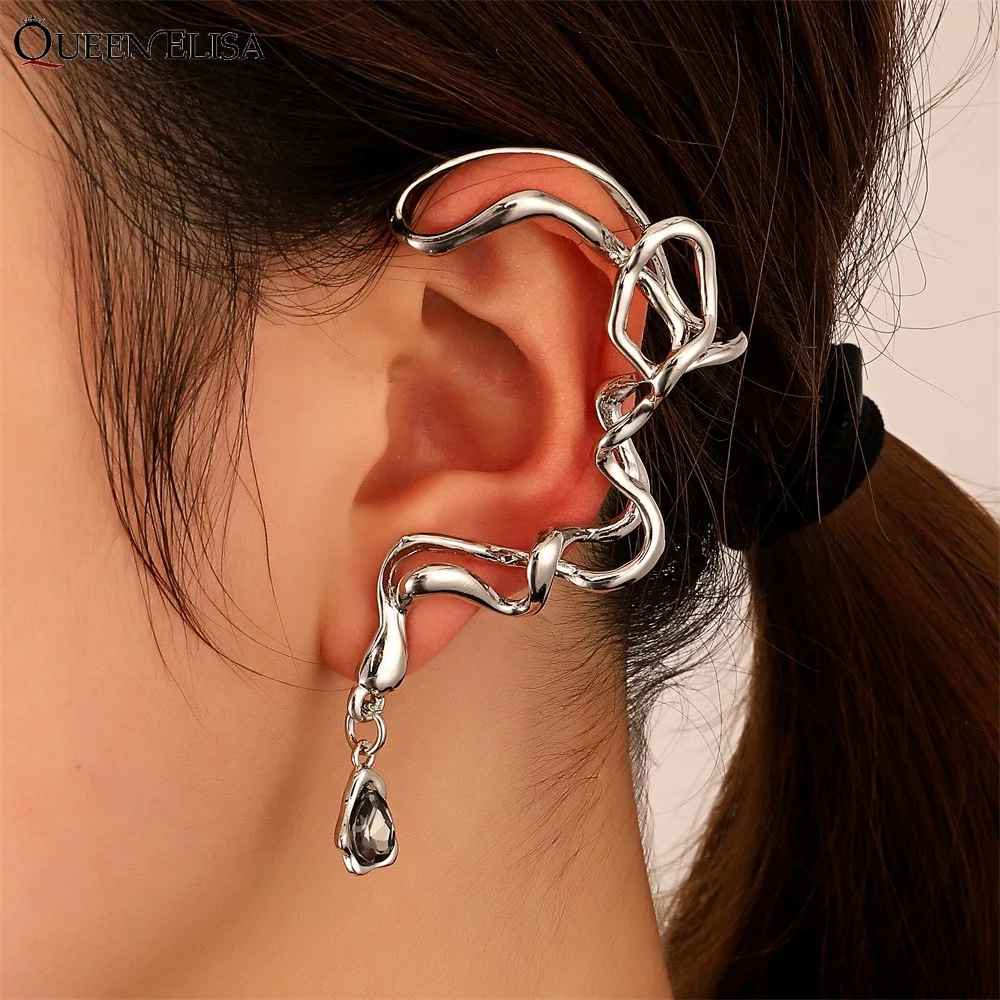 

Irregular Zircon Fake Piercing Earcuff for Women Exaggerated Non-hole Ear Clip Earrings Hooping Ears Cuff Aesthetic Jewelry