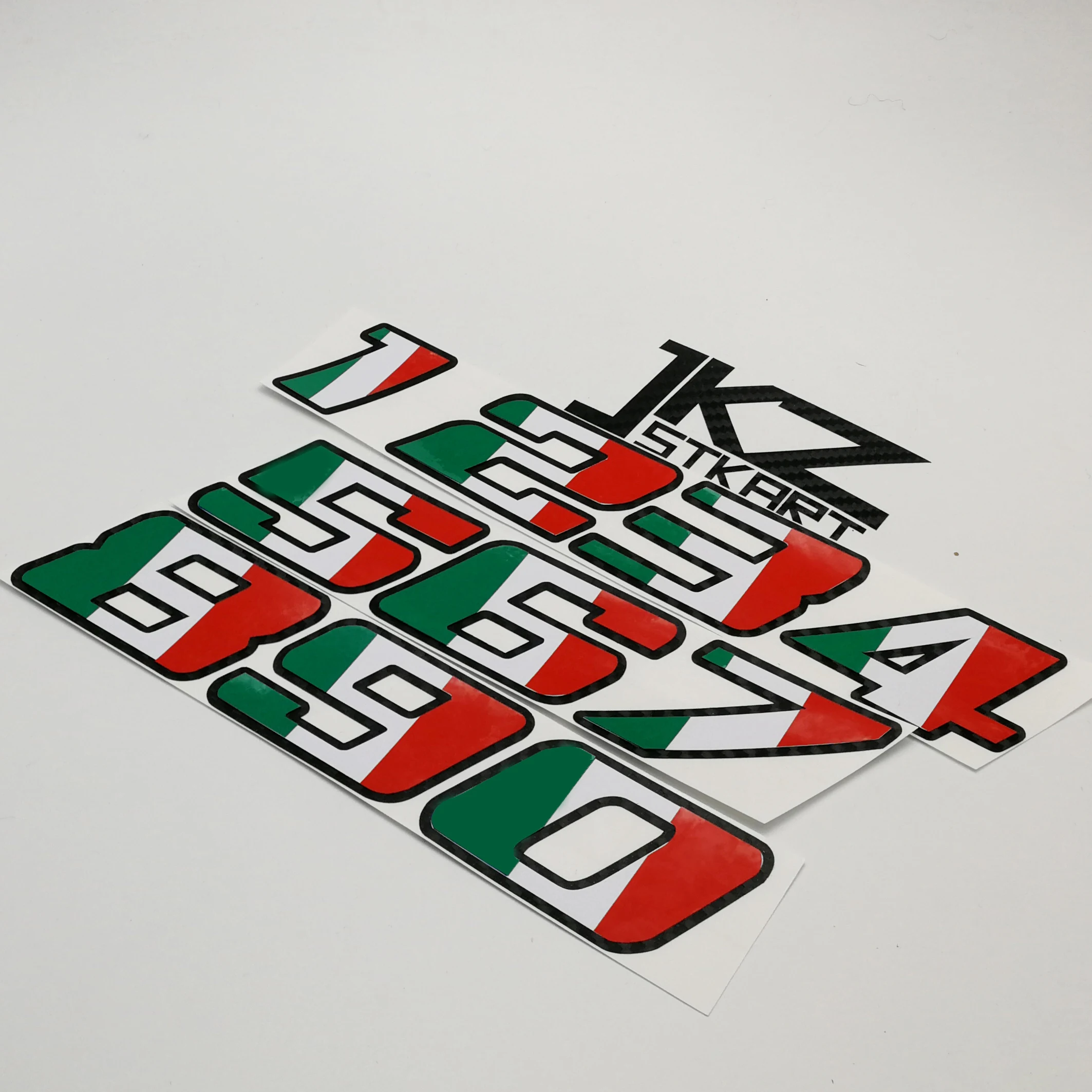 

Sticker Vinyl Numb Die Cut Vinyl 3 Color Green White Red with black outline multi-layers Decal For Car Motorcycle ATV etc.