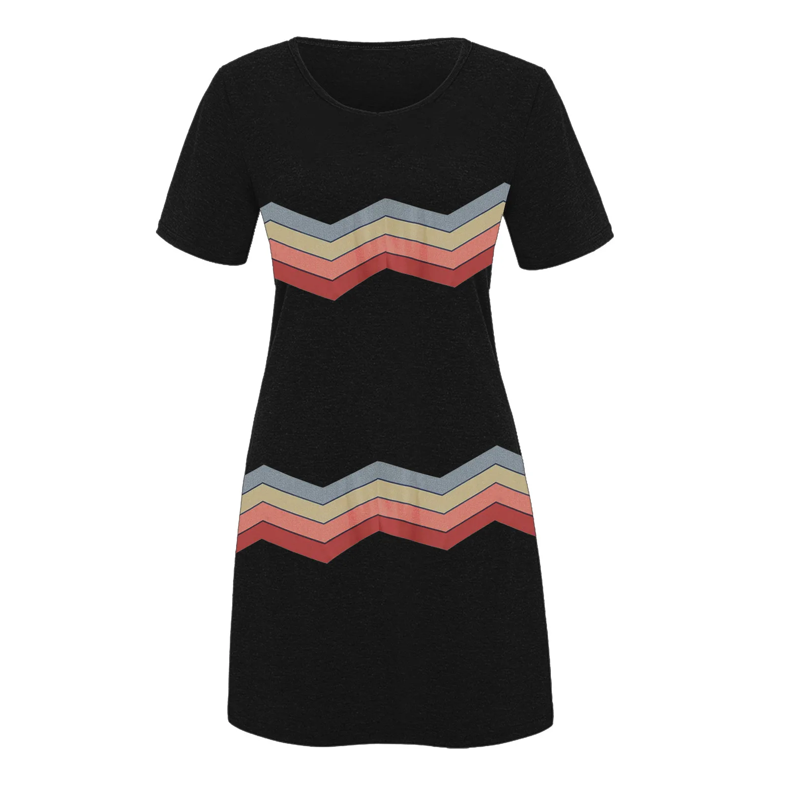 

Stripe Printed Summer Dress Woman Casual Short Sleeve O-neck Ladies Sundress Loose Short Sleeve Dress Vestido De Mujer Robe