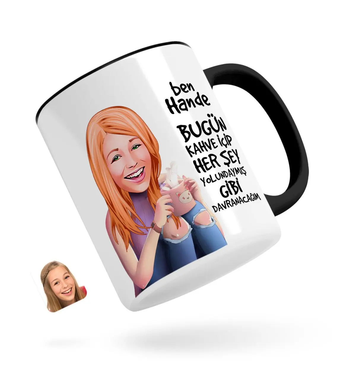 

Персонализированные Для женщин всё, что Yolundaymış как карикатура черная кружка Bardak-4