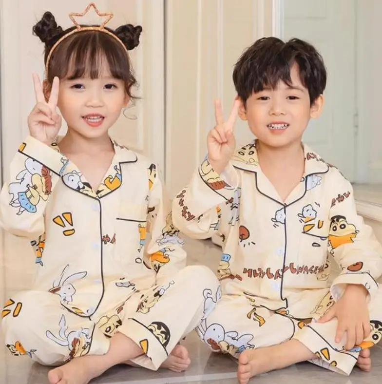 Детские пижамы комплект осенней детской одежды хлопковая одежда для сна Детская