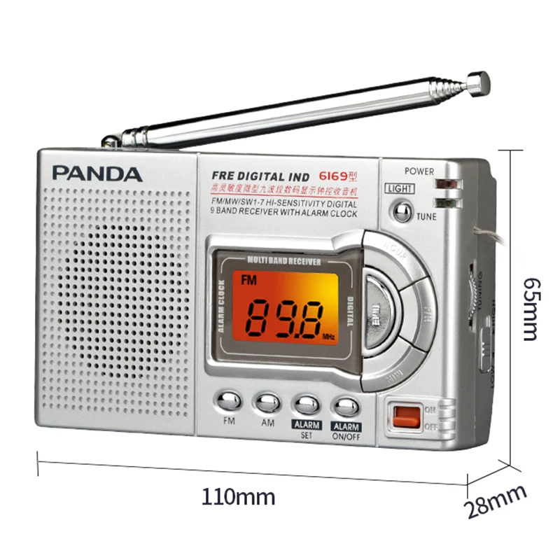 Цифровой FM AM радио MW и SW с наушниками Built-in Speaker ЖК-экран ночной Светильник Walkman для