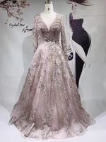 dubai muslim long luxury evening dresses gowns 2021 beading a line sparkle for woman wedding party formal gowns ho1062