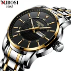 Часы ведущей марки NIBOSI, мужские деловые часы с датой, водонепроницаемые светящиеся часы, мужские Роскошные Спортивные кварцевые наручные часы, мужские часы